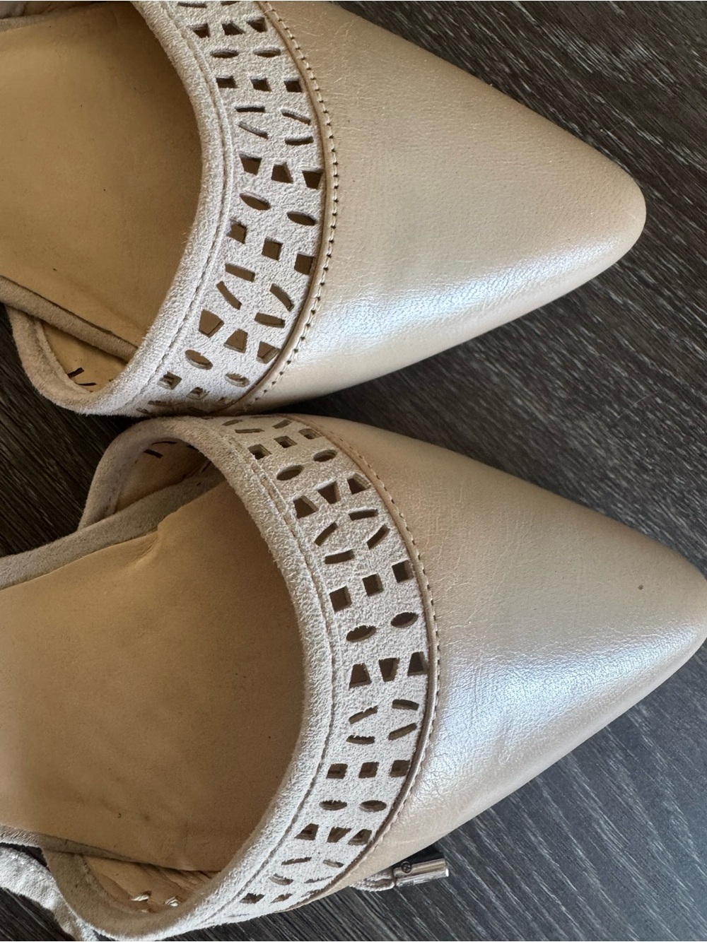 Franco Sarto Pointed Slip-On Flats in Light Beige